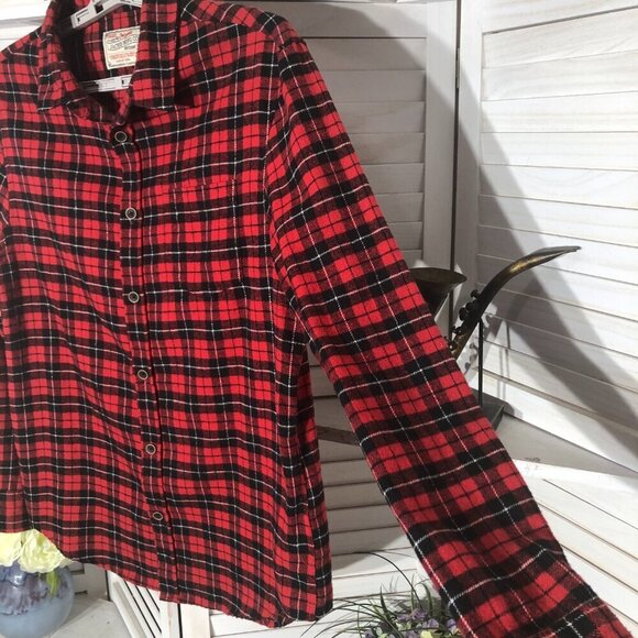 Jachs Red Black Plaid Flannel Shirt Large - Picture 4 of 7